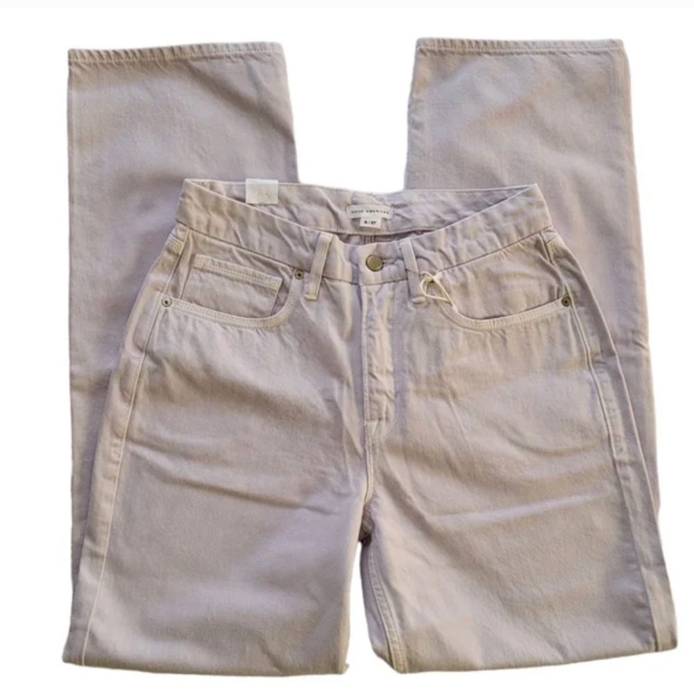 - Good American lavender straight leg jeans